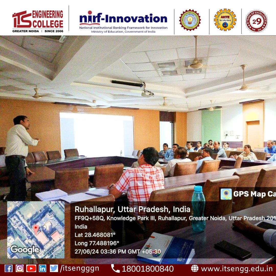 ITSEngggn's tweet image. Exciting workshop at I.T.S Engineering College! On June 27, 2024, IQAC hosted "Outcome Based Education" with Dr. A.K. Pandey. Faculty gained innovative strategies to enhance student outcomes. Thanks, Dr. Pandey! #ITSEC #IQAC #OutcomeBasedEducation #FacultyDevelopment