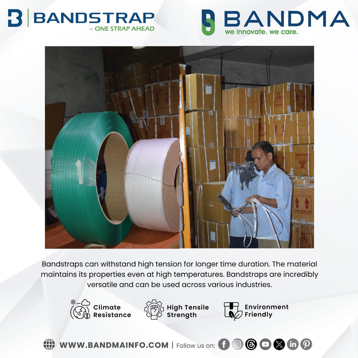 bandma_india's tweet image. Our Bandstraps defy limits with unmatched tensile strength and climate resistance, performing flawlessly under high temperatures. Ready to elevate your industry?

Contact us to Get More Details ☎1800 309 2980

#bandmaindia #bandmabrand #petstrap #packaging #packagingsolution