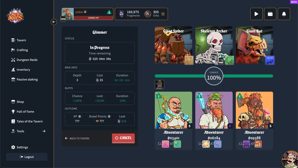 Will you brawl with us next month?
👉 You are still on time to compete for the Q3 NFT prizes!

🔥 How to join in 3 simple steps
1. Get yourself at least 1 Tavern Squad Adventurer NFT
2. Go to aleaxes.com, login and connect your wallet
3. Send your Adventurer(s) out