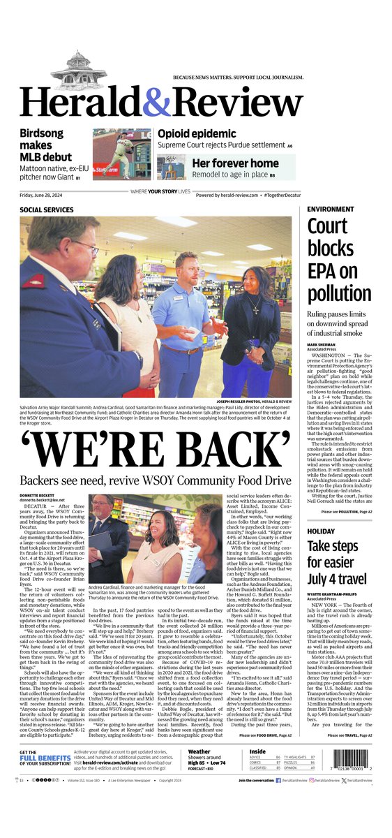 Take a look at Friday’s Herald &amp; Review front page. To learn more about our digital subscriptions, go to herald-review.com/members/join?u… . Unlock all our digital content and support local journalism. #SupportLocalJournalism
