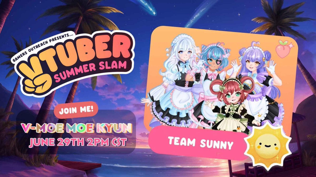 I'll be participating in my first charity event THIS Saturday @ 2PM CST! 🌞❤️

I'm honored to be part of this year's VTuber Summer Slam!! 

We're raising money to fund portable entertainment stations (GO Karts🏎️🎮) for children's hospitals around the country!!

FOR THE KIDS🗣️🗣️🗣️