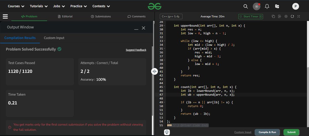 ParbhatSharma29's tweet image. Forgot to post yesterday's DSA progress. Solved more problems on binary search and looking forward to complete "binary search on 1D array" today.
Here are the problems which i solved yesterday.
@striver_79 #learninpublic #dsa #cpp #leetcode