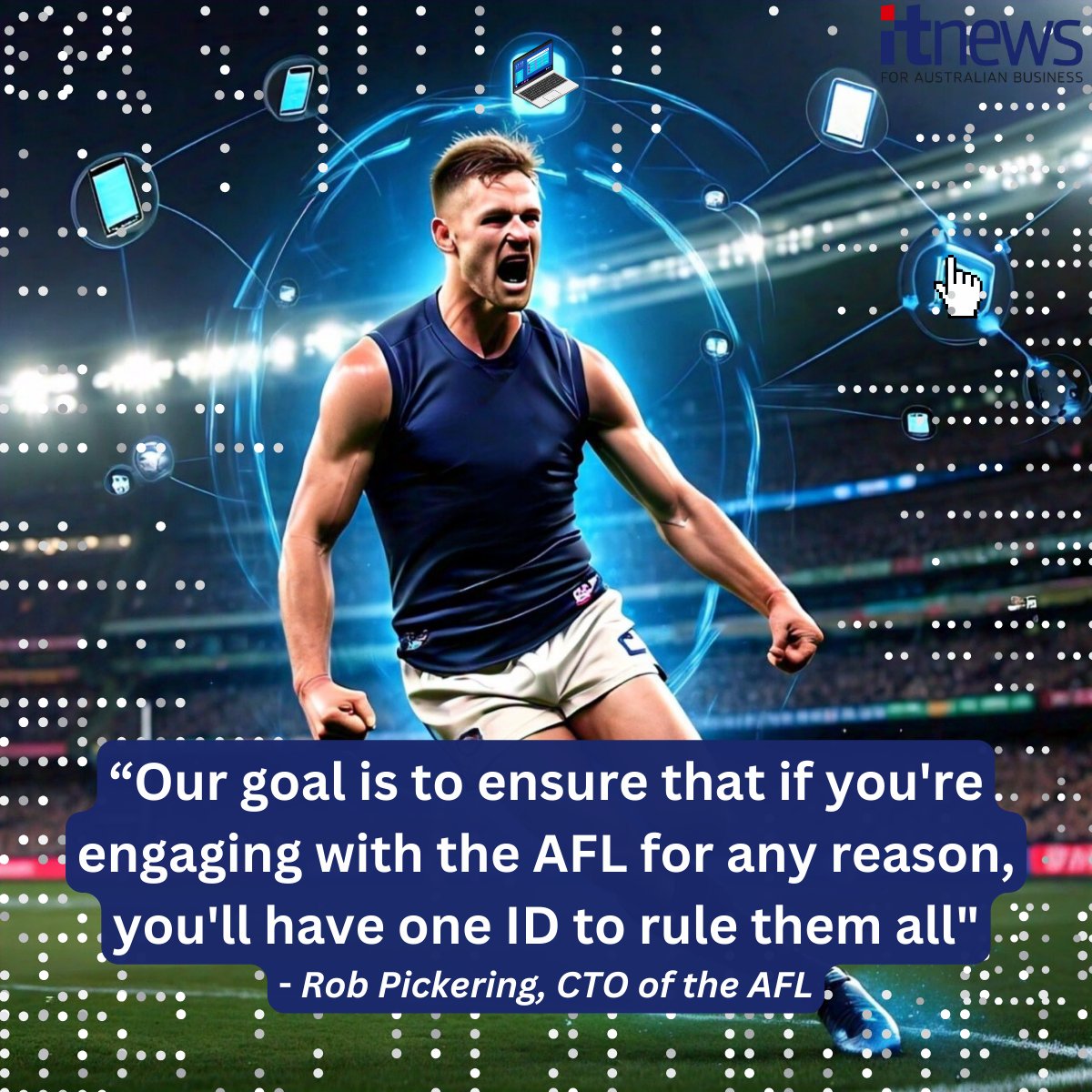 READ MORE: itnews.com.au/video/afl-and-…
[Partner Content] The <a href="/AFL/">AFL</a> is taking fan engagement to the next level!  "Our goal is to ensure that if you're engaging with the #AFL for any reason, you'll have one ID to rule them all," Rob Pickering, AFL CTO.
#AFLLionsDees #AFLSwansFreo