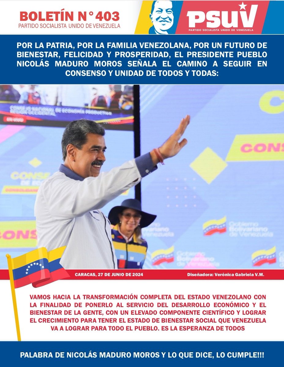 Descargue: Edición N°403 del Boletín Informativo del PSUV goo.su/AQu2y

<a href="/NicolasMaduro/">Nicolás Maduro</a>
<a href="/dcabellor/">Diosdado Cabello R</a>
<a href="/FidelVasquzPSUV/">FIDEL E. VASQUEZ I.</a>
#NicoCuadraConmigo