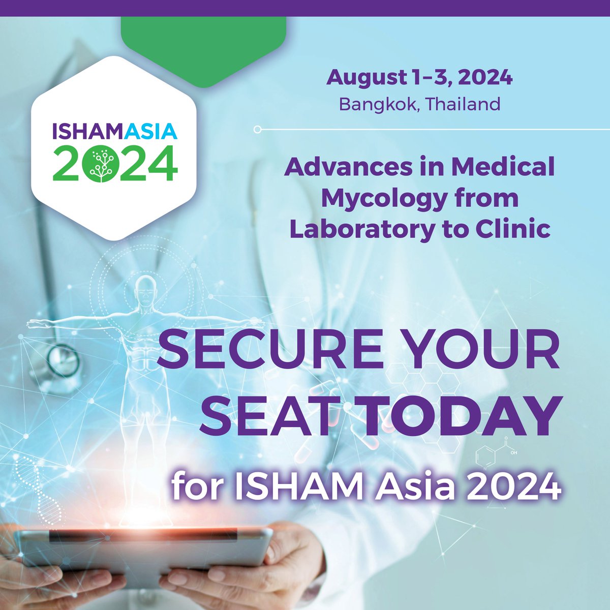 Asia Fungal Working Group (AFWG) (@afwgonline) on Twitter photo Register for the #ISHAMAsia Congress at <a href="/shangrilabkk/">Shangri-La Bangkok</a> on August 1–3—the largest #medicalmycology event across continental Asia and Asia-Pacific! Check out our program and secure your seat today for up to 19% off: bit.ly/3VzI6G0.
#thinkfungus #infectiousdiseases Register for the #ISHAMAsia Congress at <a href="/shangrilabkk/">Shangri-La Bangkok</a> on August 1–3—the largest #medicalmycology event across continental Asia and Asia-Pacific! Check out our program and secure your seat today for up to 19% off: bit.ly/3VzI6G0.
#thinkfungus #infectiousdiseases