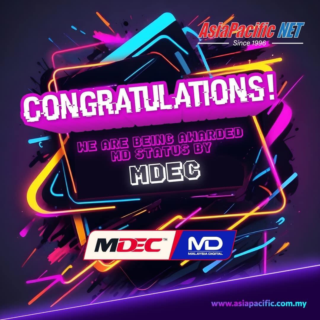 AsiaPacificNET_'s tweet photo. We are being awarded MD Status by MDEC ππ²πΎπ
#AsiaPacificNET #MDstatus #MDEC https://t.co/vCjDBP0CVE