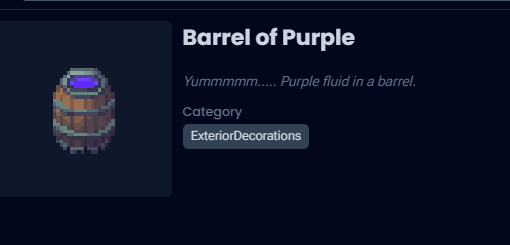 KimberlyZoi's tweet photo. I dream that Barrel of Purple becomes an on speck winery - tap like VIP sauna every few hours for some energy. It is filled with purple fluid (looks like grumpkin wine to me!)

Pls @whatslukedoing @pixels_online https://t.co/N7LZFRZssK