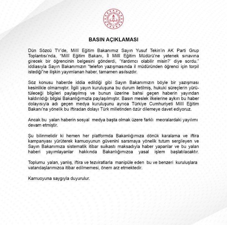 Mardin/Dargeçit-Kılavuz Ortaokulu/İho (@kilavuzort_iho) on Twitter photo Bakanlığımızın Basın açıklaması
<a href="/tcmeb/">Millî Eğitim Bakanlığı</a>
<a href="/Yusuf__Tekin/">Yusuf Tekin</a>
<a href="/Dargecit_MEM/">Mardin Dargeçit ilçe Milli Eğitim Müdürlüğü</a>
<a href="/Murat69_Demir/">Murat Demir</a> Bakanlığımızın Basın açıklaması
<a href="/tcmeb/">Millî Eğitim Bakanlığı</a>
<a href="/Yusuf__Tekin/">Yusuf Tekin</a>
<a href="/Dargecit_MEM/">Mardin Dargeçit ilçe Milli Eğitim Müdürlüğü</a>
<a href="/Murat69_Demir/">Murat Demir</a>