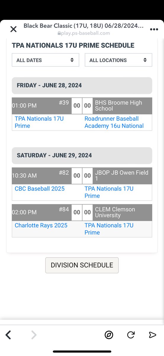 Here is my pool play schedule for Black Bear Classic down in Greenville sc. <a href="/tpanationals/">TPA Nationals</a> <a href="/PSBaseballinc/">Prospect Select</a>