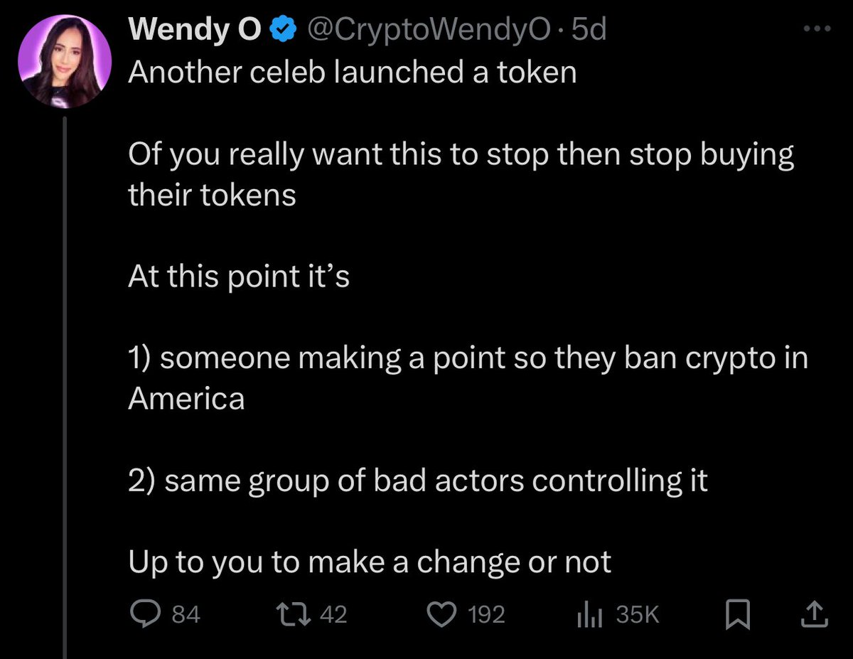 zachxbt's tweet image. Hilarious this is just from a few days ago.

Worshipping same celebs who have only hurt the space in the past with undisclosed promotions of scams and continue to extract with pump and dump meme coins.