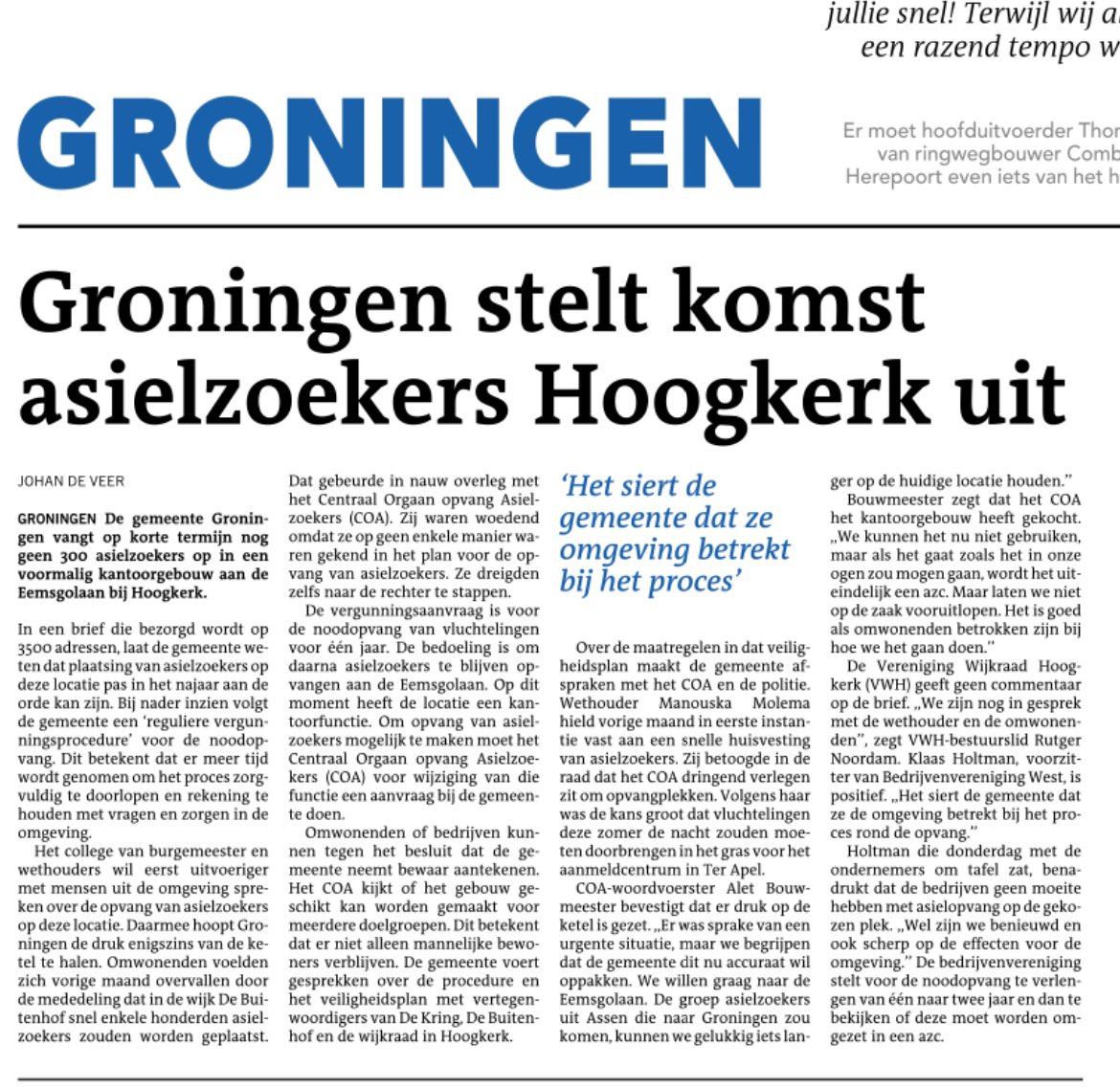 Gaat over de tijdelijke opvang. Voor definitief AZC volgt zorgvuldig traject. WEST zet zich ook in voor verbeteringen van de omgeving, zoals uitbreiding van Kranenburgpark, aanpak parkeeroverlast, communicatie en opvolging bij klachten, doorlooptijden bij  vergunningen.