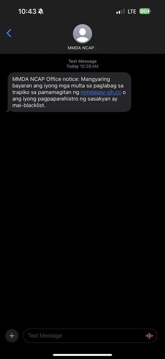 sweetcandydj's tweet photo. @MMDA Hello MMDA, received an SMS today pero sorry hindi po ako marunong magdrive and wala po akong sasakyan hihi 😊 #notoscammer #scammeralert https://t.co/f28rNoQcfM
