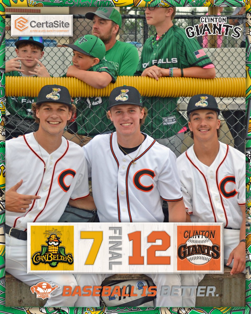 LumberKings's tweet photo. Say hello to the only @ProspectLeague team in Orange and Black that got a win tonight! Clinton Giants Win!
#CrownedInClinton #PushForThePlayoffs https://t.co/kiGCX4W1m9