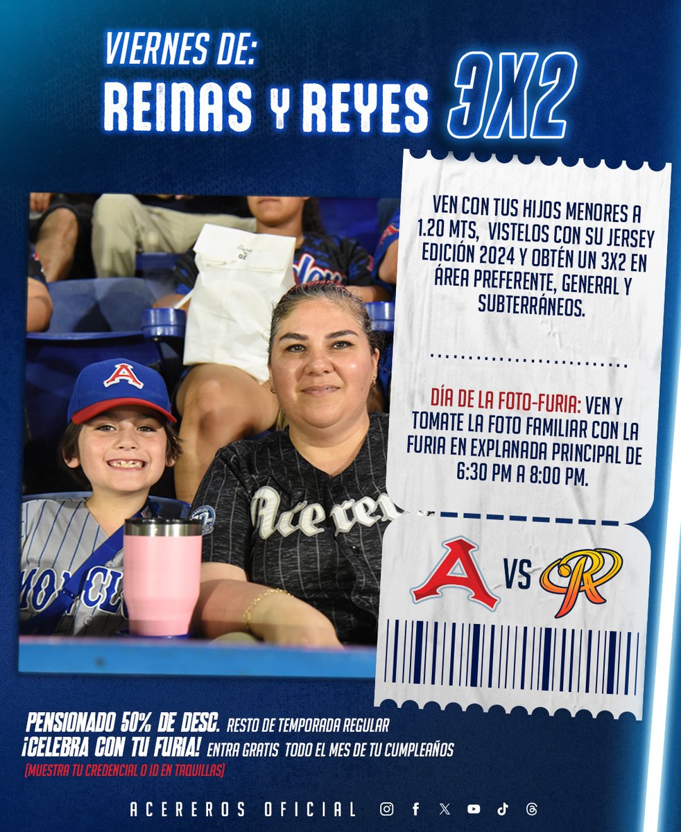 AcererosOficial's tweet photo. ¡VIERNES DE PELOTA EN EL KICKAPOO LUCKY EAGLE! 🙌

Aprovecha estas grandes promociones, y vente a apoyar con todo a nuestra #FURIAZUL. 🤩

#EsteAceroJuegaBonito. 💙⚾️ https://t.co/tXjMe1zbne