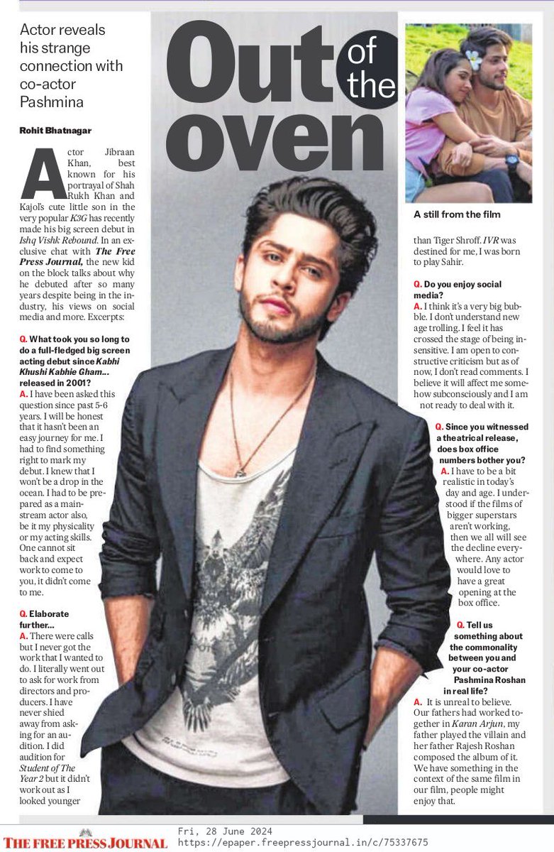 Free Press Journal (@fpjindia) on Twitter photo I Auditioned For A #KaranJohar’s Film But Didn’t Get It, Reacts #IshqVishkRebound Actor <a href="/JIBRAANKHAN/">Jibraan Khan</a> On His Debut After K3G (Exclusive)
By <a href="/justscorpion/">Rohit Bhatnagar</a>
freepressjournal.in/entertainment/… I Auditioned For A #KaranJohar’s Film But Didn’t Get It, Reacts #IshqVishkRebound Actor <a href="/JIBRAANKHAN/">Jibraan Khan</a> On His Debut After K3G (Exclusive)
By <a href="/justscorpion/">Rohit Bhatnagar</a>
freepressjournal.in/entertainment/…