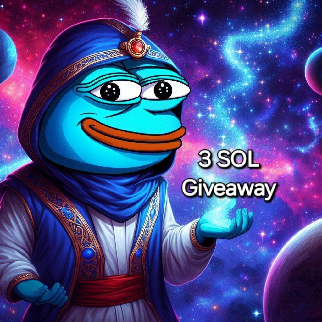 Genie_pepe's tweet photo. We hit over 250k so as promised
If you hold over 3 million $GENIE 
Message your wallet below and 3 random holders will receive 1 sol EACH. We will check and winners will be chosen before midnight CST. https://t.co/v8GZrfi44I