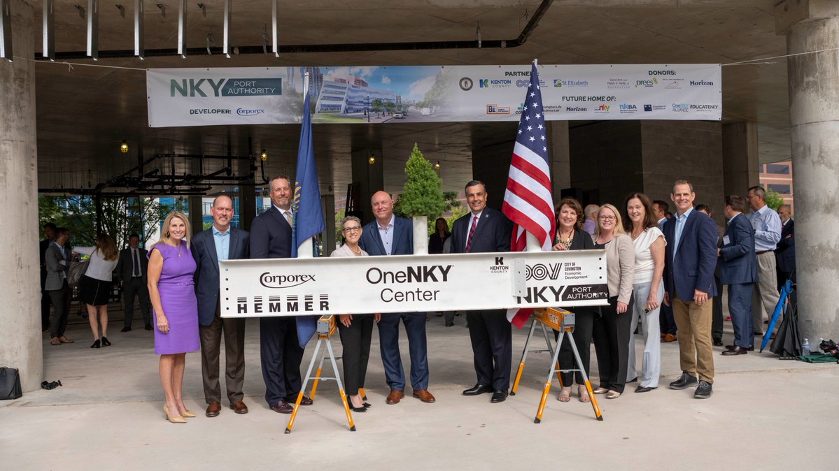 ThomasMoreKY's tweet photo. Thomas More President Chillo and company were in attendance at the Topping Out ceremony for the #OneNKY Center this week. We're so proud to be part of this incredible  collaboration across #NKY, driving our community's long-term #success and #vitality!
#InnovateMore #MakeItMore https://t.co/sA3xXTR1Ec