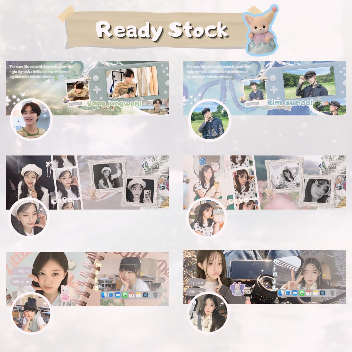 ꒰ please help like and rt! ꒱ 
haihai!! ayo di borong layoutnya masih ready stock yaa ^___^🎀🍓⭐️

— payment only via shopeepay
untuk harga bisa cek di alt yeah 🫶🏻 selamat jajan 🤍 
#zonauang #zonajajan

✧ mau req layout? kindly dm me!