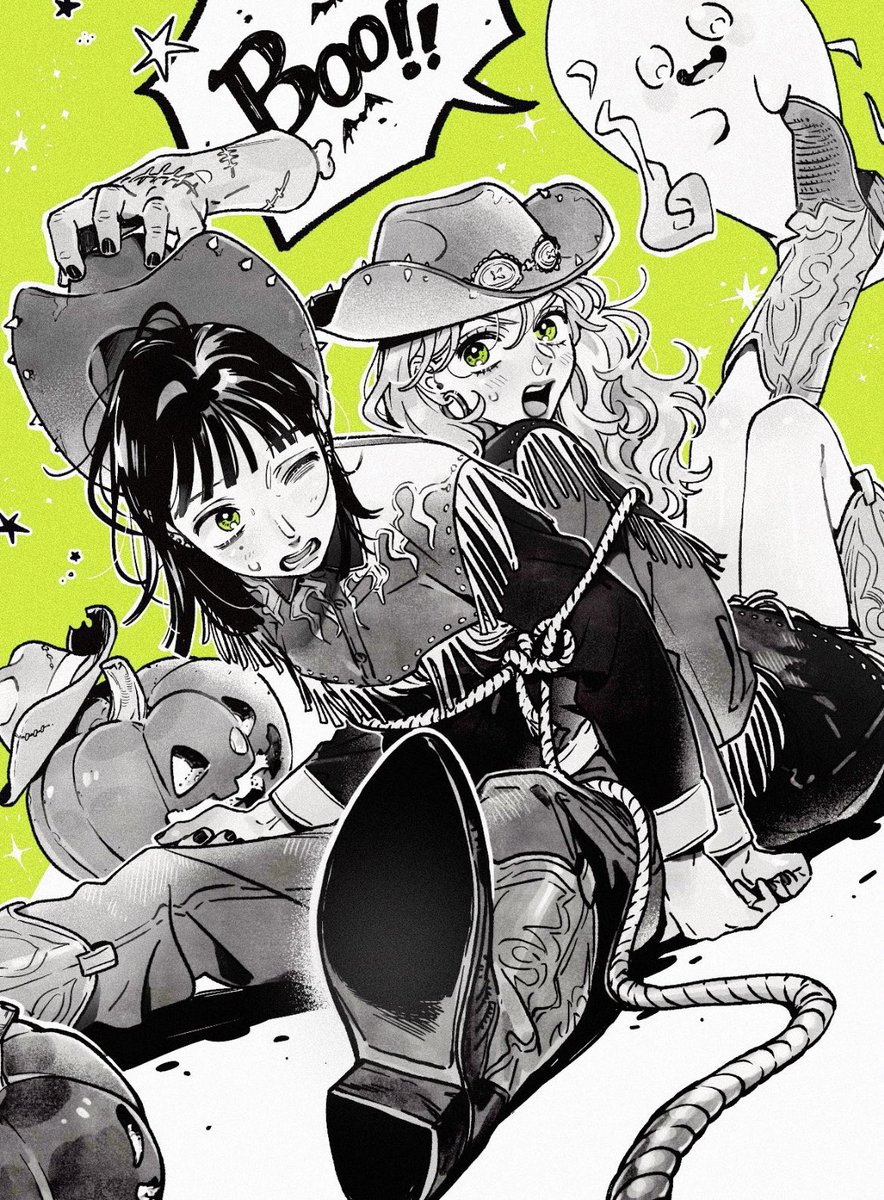 kyoruyeye's tweet image. love my cowboy lesbian gf’s