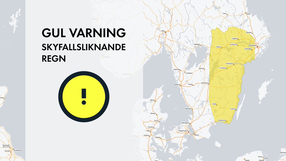 SMHIvader's tweet photo. Lokalt risk för stora regnmängder på kort tid. Gällande i dag, fredag kl.8-23 #varning https://t.co/m1JpmpRVMq