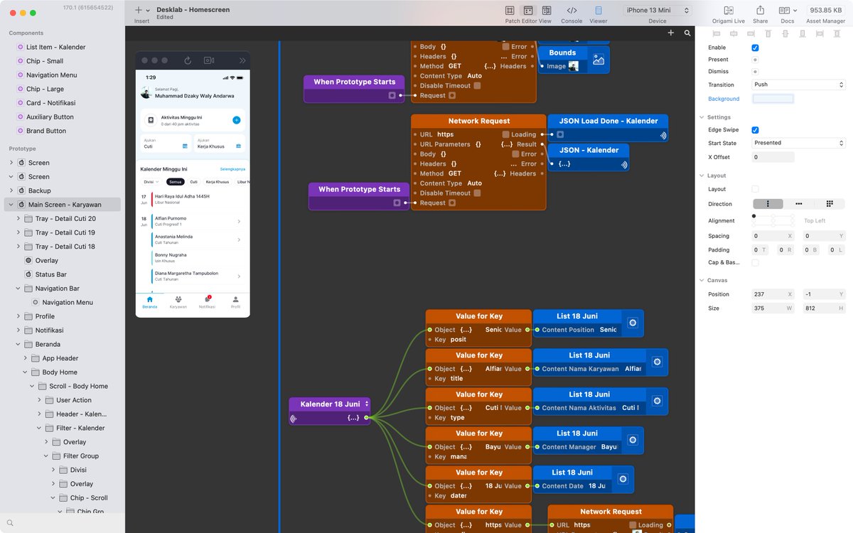 andarwaly's tweet photo. @FacebookOrigami Exploring network patch to fetch API and created a simple JSON file for my dummy content 🤣.

Combine it with a loop patch and component to create a repetitive pattern. https://t.co/c0ibxQkFHL