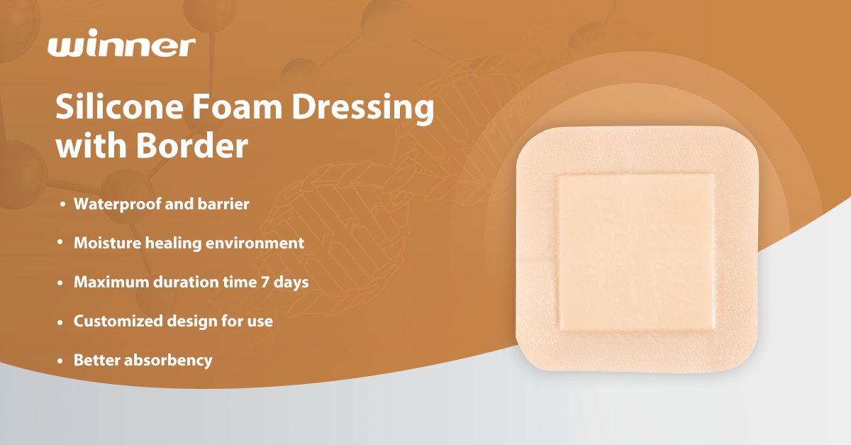 Discover Winner Medical's Silicone Foam Dressing with Border! Waterproof, customizable, and highly absorbent, it promotes a moist healing environment and can last up to 7 days. Perfect for optimal wound care. Choose Winner Medical! #WoundCare #MedicalSupplies #WinnerMedical