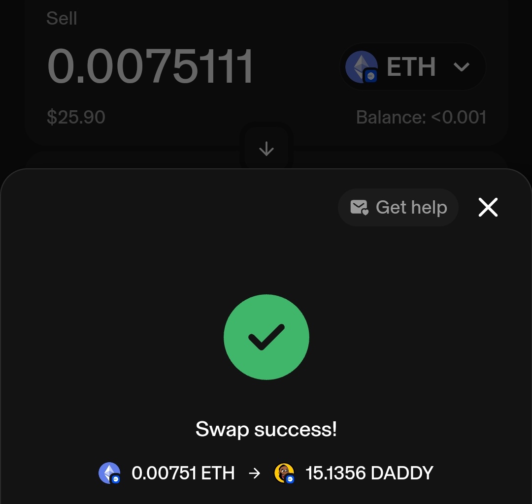 <a href="/cryptojourneyrs/">Rodney</a> <a href="/DaddyOnBase/">Daddy</a> Swapped 0.0075111 to 15.1356 $DADDY (<a href="/DaddyOnBase/">Daddy</a>) 
My wallet: 0x624fd8EC0a0AfC64723A5b6429b0545a70BD6254
Transaction hash : 0x1206fb0f69089c2e6ad4796a5f1122fa52ba17afbaac5c3b99e3e1e4a3deb963

Best of luck to me 🙂🙂🙂
