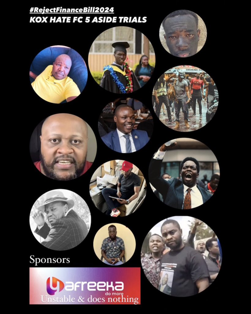 ombachi13's tweet photo. Here’re the players selected for trials to represent #RejectFinanceBill2024 KOX, Hate FC 5 aside in the upcoming Hate Olympics in Paris.

It wasn’t easy to select these talented group of haters, some by merit and others by irrational idiocy & lunacy. Selectors have their work cut out in selecting the dream team to carry the Hate of a nation. Who’s on your dream team….