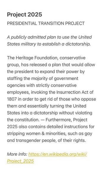 quietQuail413's tweet image. Reminder for everyone this #DebateNight that trump has an open manifesto to achieve fascist dictatorship under the constitution called project 2025 and not many people are educated on it. It’s very terrifying and real