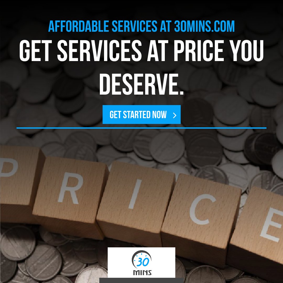 Experience transparent and affordable pricing for all your service needs at 30mins.com. Sign up now at 30mins.com/signup.
#30mins #service #fees #price #nohidden #freelance