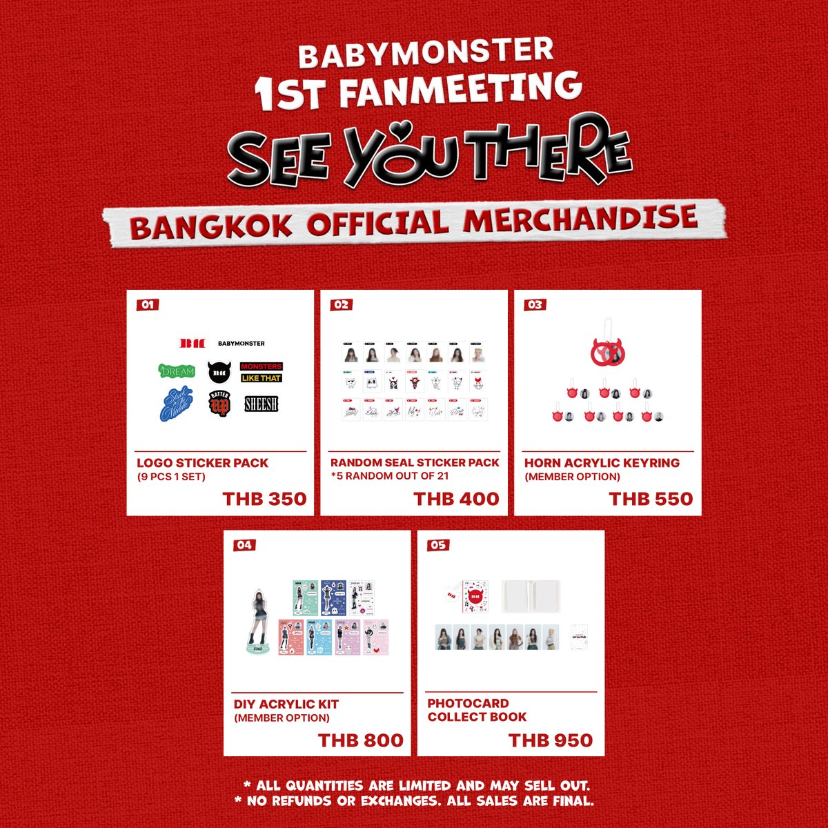 ThaiTicketMajor's tweet photo. 📢😈B-A-B-Y-M-O-N Tell a friend, tell a friend, tell a friend มาแล้วววววว OFFICIAL MERCHANDISE BABYMONSTER PRESENTS : SEE YOU THERE in Bangkok 29 -30 มิ.ย. 2567 ที่ พารากอน ฮอลล์ ราคาเริ่มต้น 350 บาท

⏰เวลาเปิดจำหน่ายสินค้า : พารากอน ฮอลล์ 14.30(VIP) / 15.30(GA) / ลานพาร์ค พารากอน 15.30 
💰ชำระเงินค่าสินค้า ณ จุดขาย ด้วยเงินสด โอนจ่าย บัตรเดบิต และบัตรเครดิต
💢สินค้าซื้อแล้วกรุณาตรวจเช็คที่หน้าบูธ เมื่อซื้อแล้วไม่รับเปลี่ยนคืน
⚠️สินค้ามีจำนวนจำกัด ไม่มีจำหน่ายทางออนไลน์
.
.
.

📢😈ANNOUNCEMENT: OFFICIAL MERCHANDISE BABYMONSTER PRESENTS : SEE YOU THERE in Bangkok ON JUNE 29-30, 2024 AT PARAGON HALL MERCH STARTING AT 350 THB.

⏰MERCHANDISE BOOTH OPENS : PARAGON HALL 14.30(VIP) / 15.30(GA) / PARC PARAGON 15.30
💰POS PAYMENT WITH CASH/TRANSFER/DEBIT CARD/CREDIT CARD ACCEPTED
💢PLEASE CHECK THE PURCHASED ITEMS CAREFULLY AT THE BOOTH ONCE PURCHASED, EXCHANGE OR REFUND IS NOT ALLOWED ONCE YOU LEAVE THE BOOTH
⚠️LIMITED QUANTITY AND NOT AVAILABLE ONLINE

#BABYMONSTER #베이비몬스터 #SEEYOUTHEREinBANGKOK
