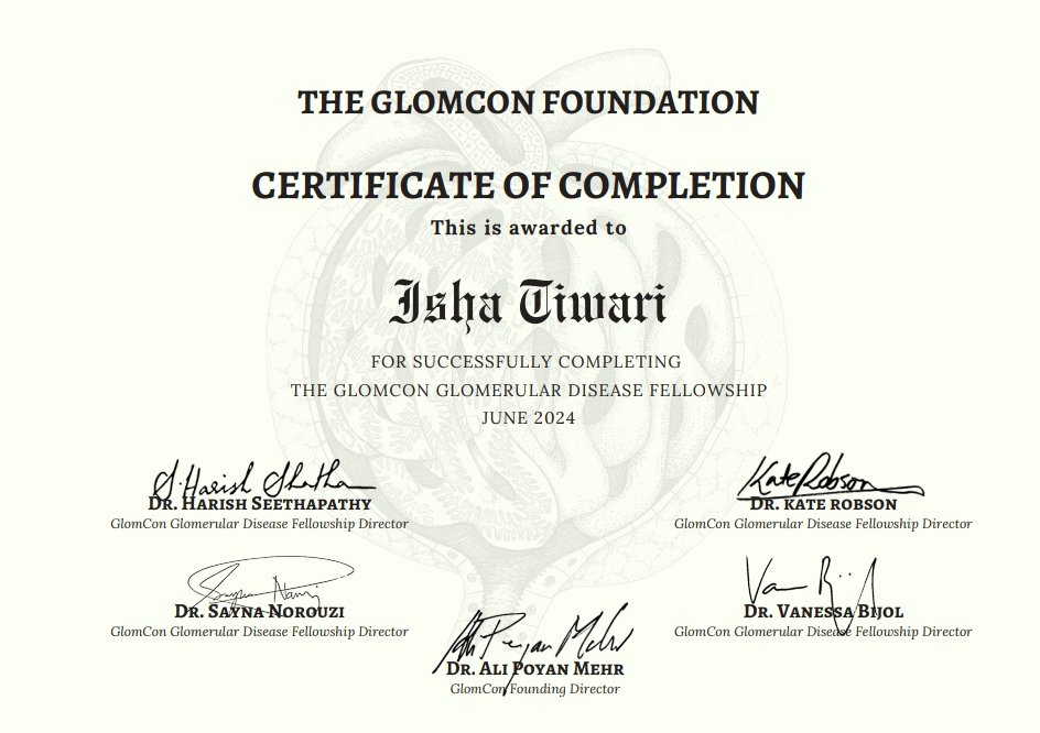 GlomCon fellowship ✅
I feel honoured to have been a part of this program with innumerable take-aways in the form of academic learning and networking with fellows across the globe 🩷
Great curriculum,great mentors, great speakers!
#glomcon <a href="/GlomCon/">GlomCon</a>