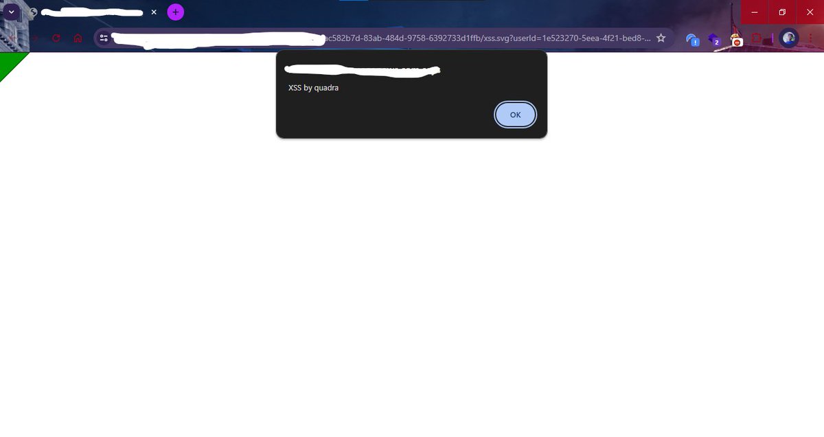 just found : stored xss due to svg file upload . big thanks to <a href="/coffinxp7/">Coffin</a> and <a href="/codecancare/">todayisnew</a> for appreciation. Keep pushing boundaries! 💻📷 #BugBounty #CyberSecurity #Infosec #HackerLife