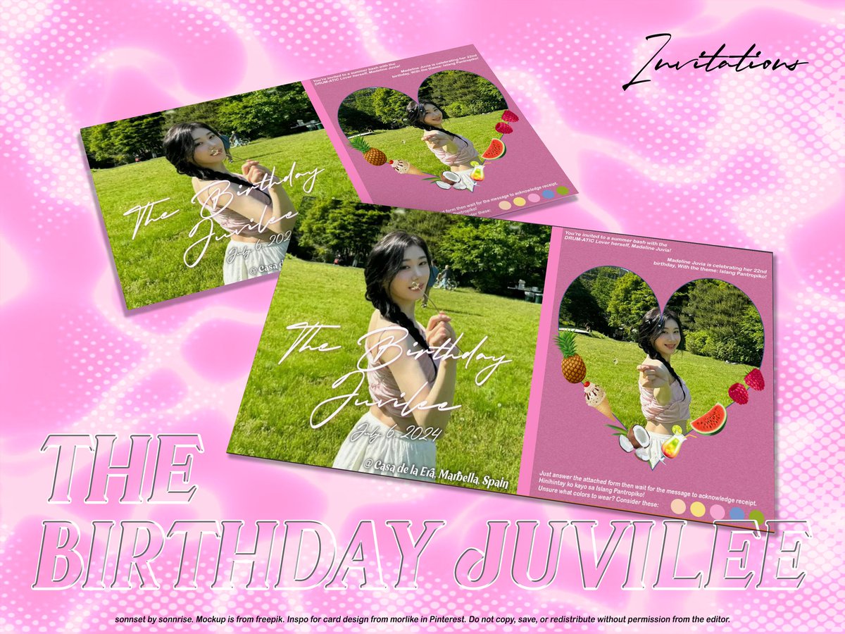 ㅤㅤ
ㅤ
                        ꕤ᳕҇༄ 𝙎𝙖 𝙄𝙨𝙡𝙖𝙣𝙜 𝙋𝙖𝙣𝙩𝙧𝙤𝙥𝙞𝙠𝙤 🏝
                             THE INVITATION CARD 𑁤 

                                #TheBirthdayJuvilee 
                                #TwentyPartTwo 👑

ㅤㅤ