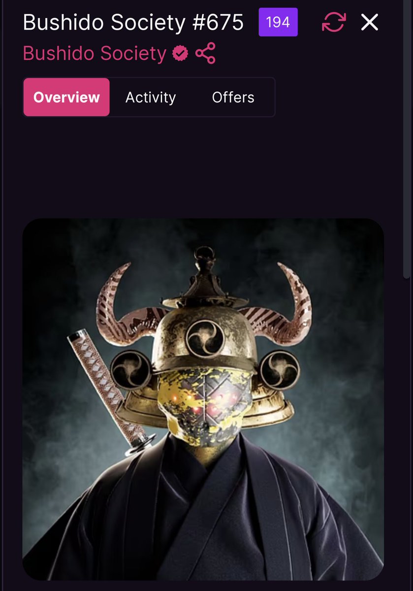 Recently had 23 samurai swept up by a #DIGITALART whale &amp; this rare beauty by <a href="/jdiaz_art/">Joseph Diaz</a>. #Solana is the new retail chain. What a way to own 1 of a kind #digitalart on $SOLANA, then to hold a bag of these #digital #NFT warriors. Keep up the great work Joseph. #DIGITALGENIUS ⚔️❤️