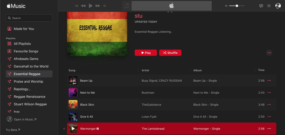 stuartwilson100's tweet photo. The Lambsbread are the latest additions to both our Essential Reggae Playlist and Danchell to the World Playlist on Apple Music with the new single, " Warmonger".
Listen at: 
https://t.co/2hxdMRO6ek
Listenat:
https://t.co/yO9gWZrhfk https://t.co/QCQpHL4m9b