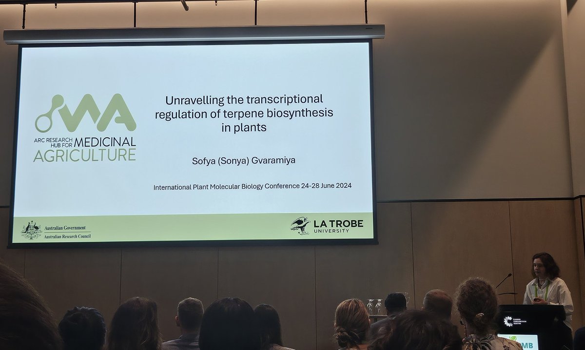 LimCheeLiew's tweet photo. A great talk @ipmb2024 by @GvaramiyaSofa from @lewseylab @SABE_latrobe on unravelling the transcriptional regulation of terpene biosynthesis in plants. https://t.co/YZuMSLkdPf