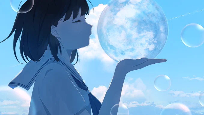 浮かんで消える  #創作 #illustration