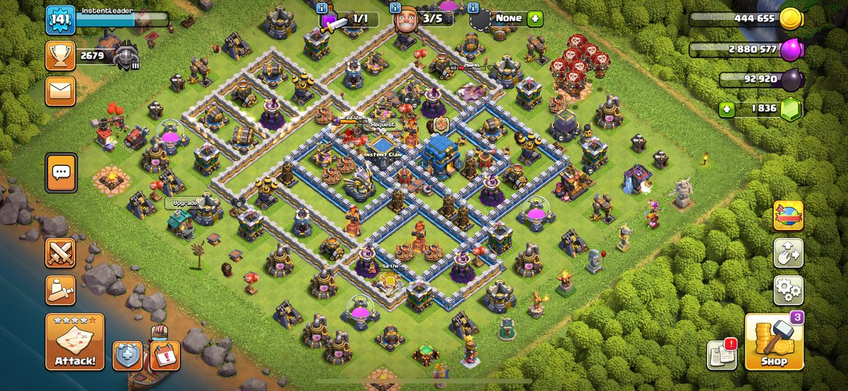 instentleader's tweet photo. Base update! (Hmu if you want to join the clan, we accept anyone) #clashofclans #baseupdate https://t.co/MjPxlWH8C1