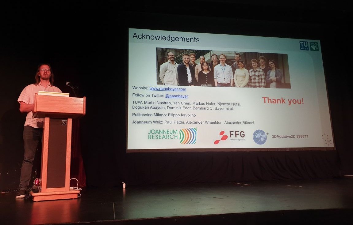 nanobayer's tweet image. @MartinNastran &amp;amp; Bodo Baumgartner presenting 2D+ work at #NT24 conference, Cambridge, MA 🇺🇲 (nt24.mit.edu) 🎓🎓! Also great visit to long-time collaborator Prof. Brian Wardle&apos;s #NECSTLAB @MIT @MITAeroAstro @MITMechE (necstlab.mit.edu)! Thanks! @chemistry_tuw