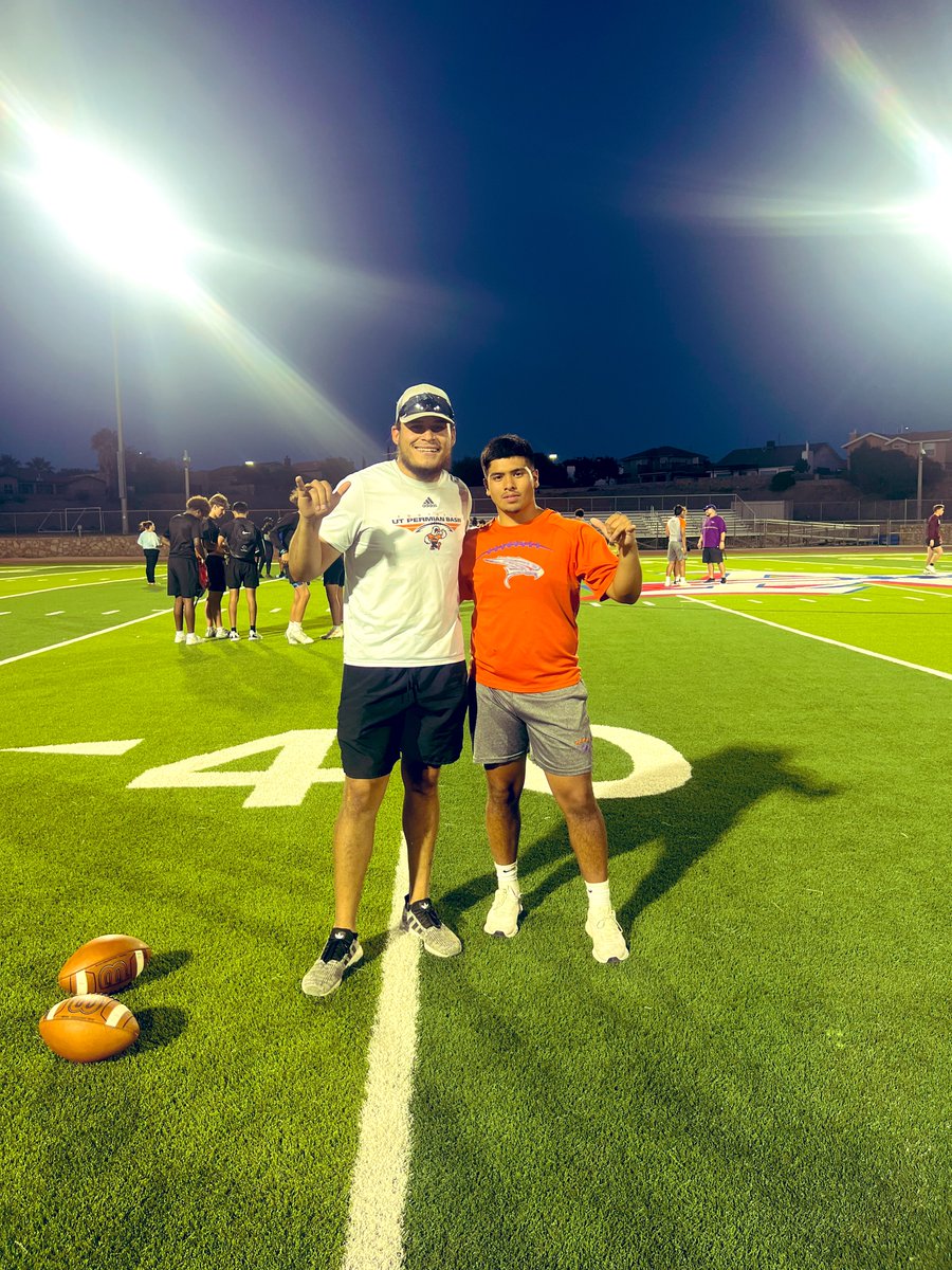 Got after it this past weekend <a href="/UTPBFootball/">UTPB Football</a> camp. Thank you <a href="/MattZubiate/">Matthew zubiate</a> for working with us. Let's keep working. 💪