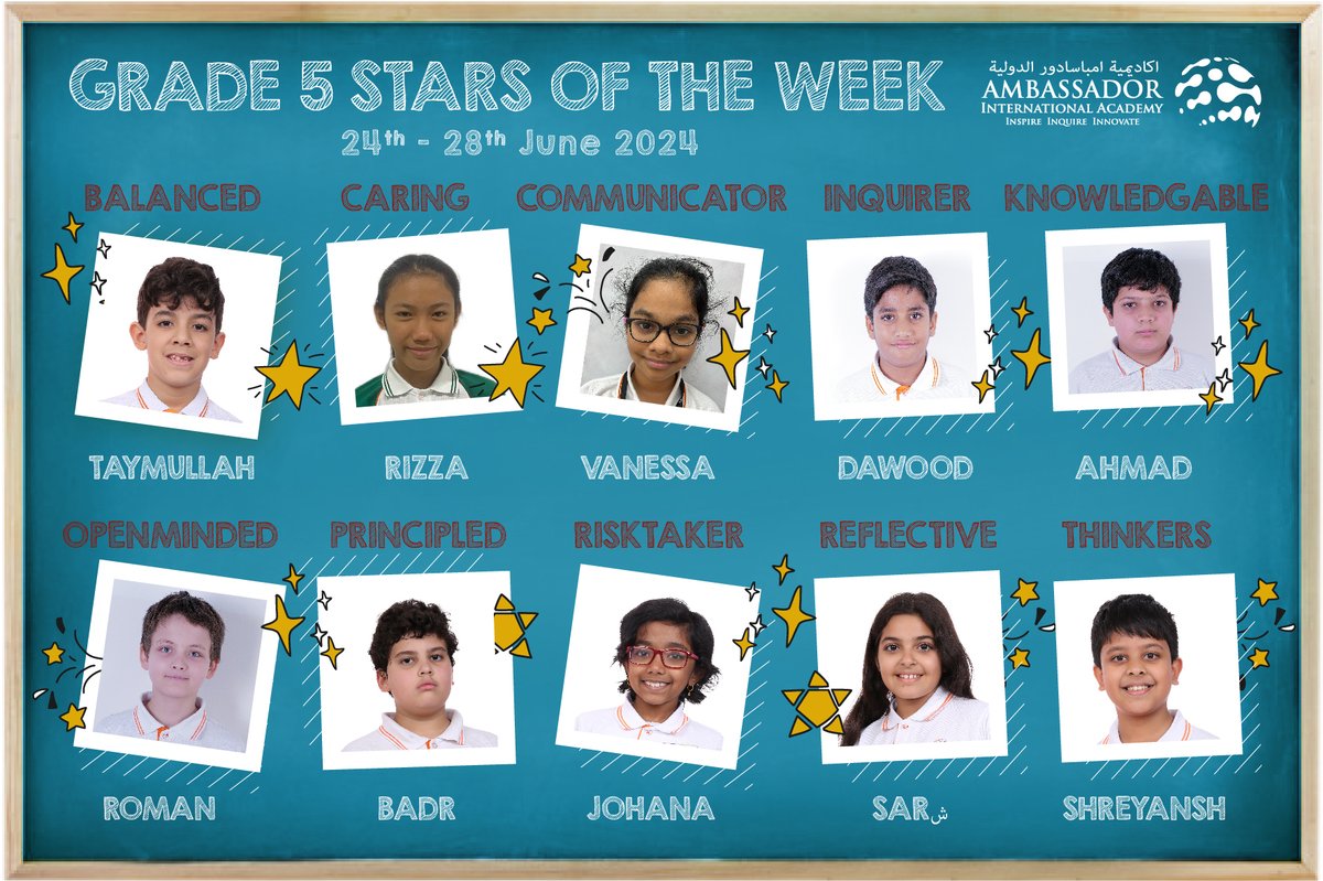 Congratulations to all our ⭐️Stars of the Week⭐️ in the PYP.

#AIADubai #IBEducation #AIAPYP #starsoftheweek #studentsuccess #dubaischools #ibschool #dubaieducation