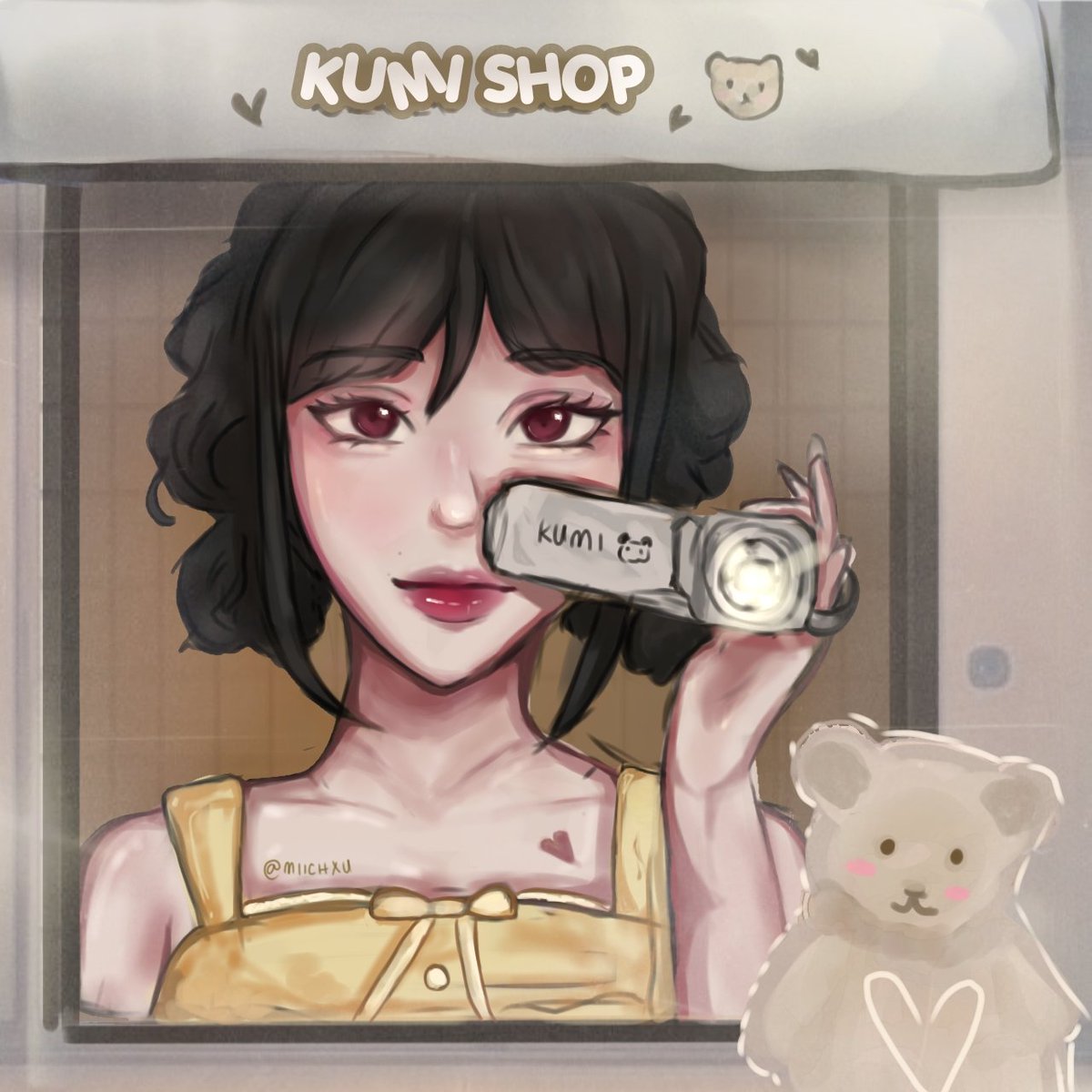 Mood : Camcorder 📹🐇🎧
#artmoots What name suits her?

randoms ᡣ𐭩 :
#digitalart #oc #teddybear #camcorder