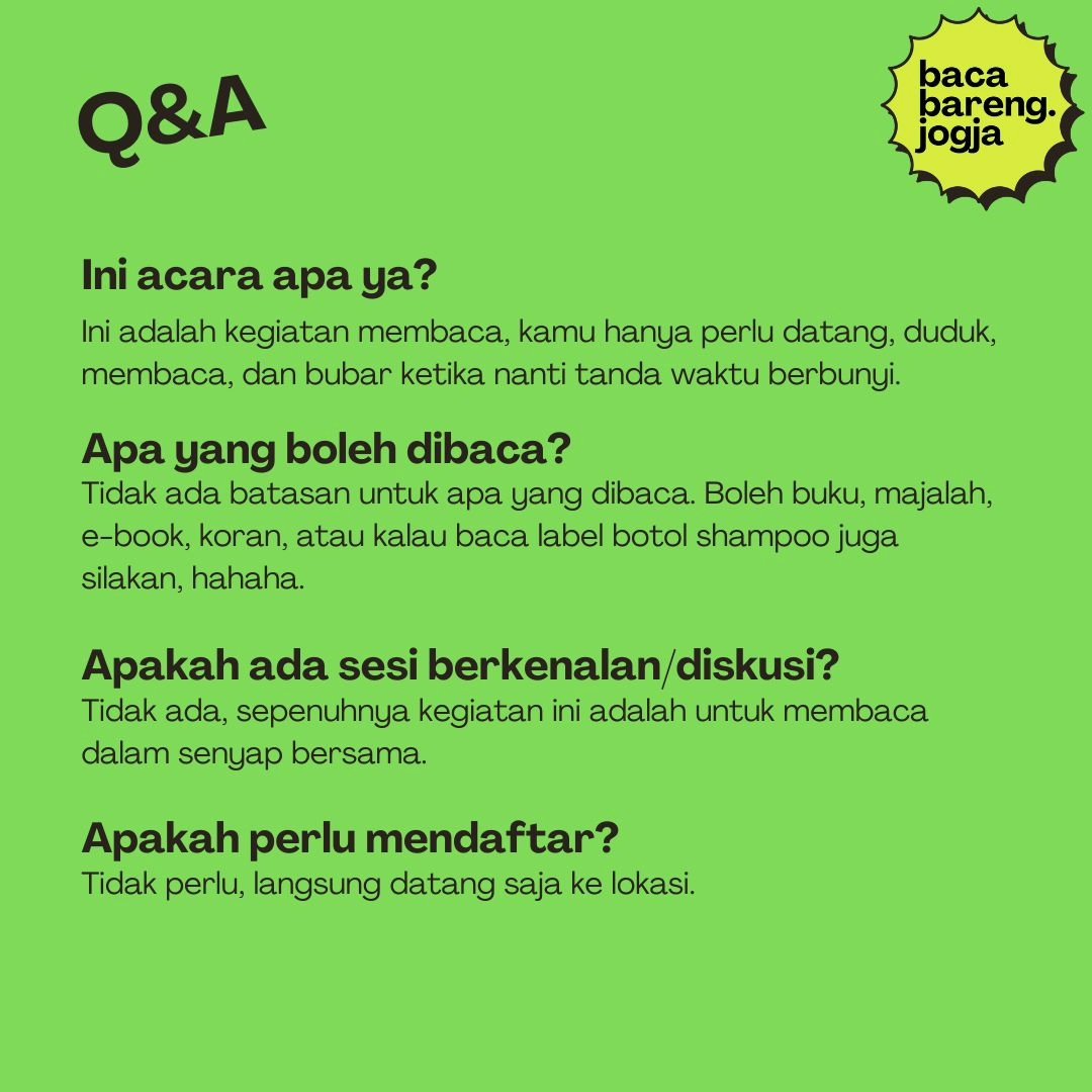 aditkoel's tweet photo. Yang di Jogja, yuk gabung. Jogja Silent Reading Club. Baca Bareng Jogja. Besok Sabtu 29 Juni 2024 di JNM Bloc (Jogjakarta National Museum). See you there! https://t.co/2wH5fVboMG