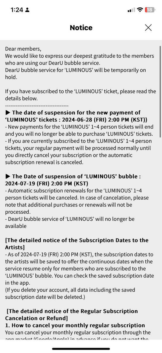 🌱+ 🐘+ 🦋 admins here 

we have received the notice from bubble that the bubble messages will be on temporary suspension.