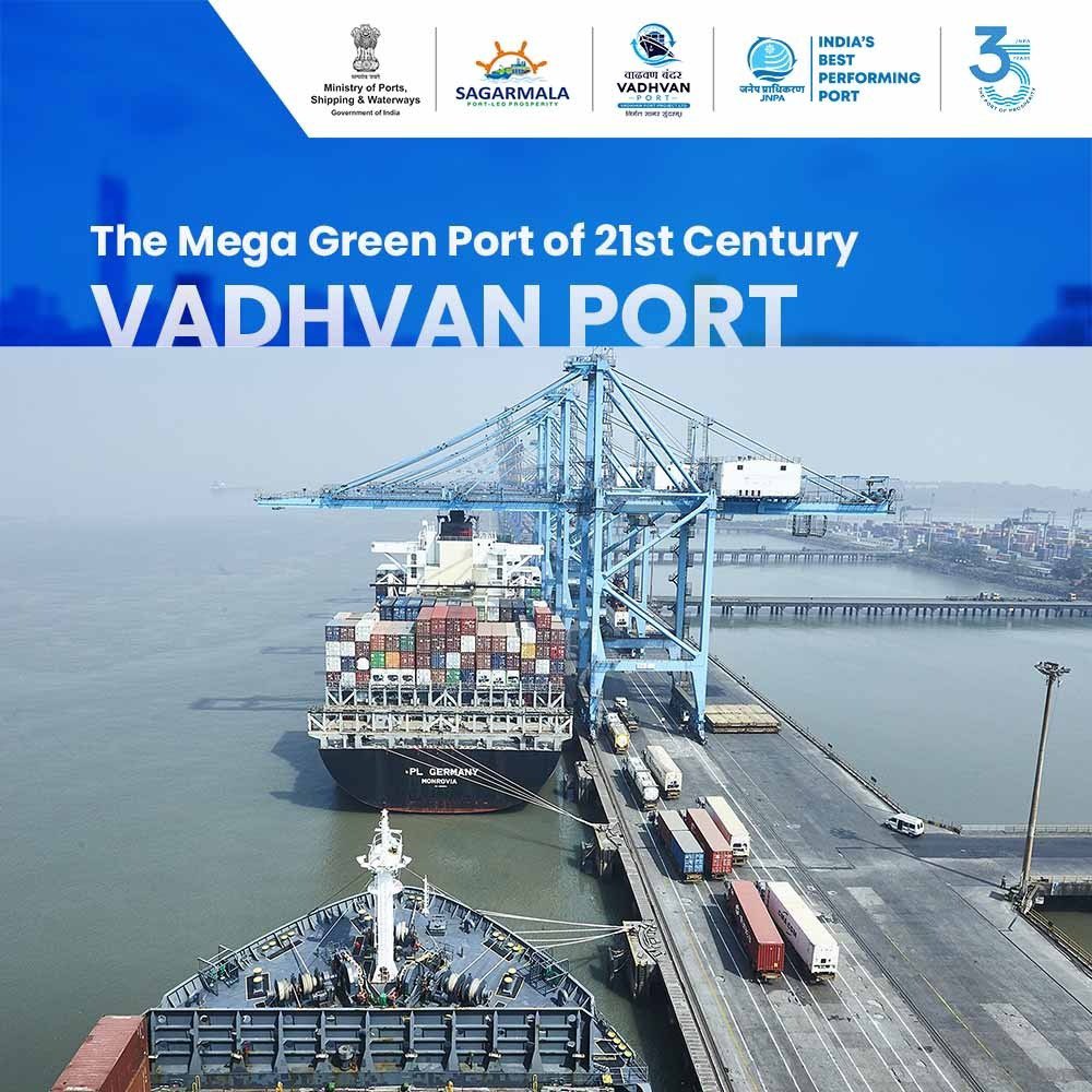 JNPort's tweet image. JNPA's Vadhavan Port ticks all the boxes by incorporating sustainability through the Green Port Initiative. This initiative ensures eco-friendly operations, reducing the environmental impact and promoting sustainable development in the maritime sector. 

#JNPA #Vadhvan #GreenPort