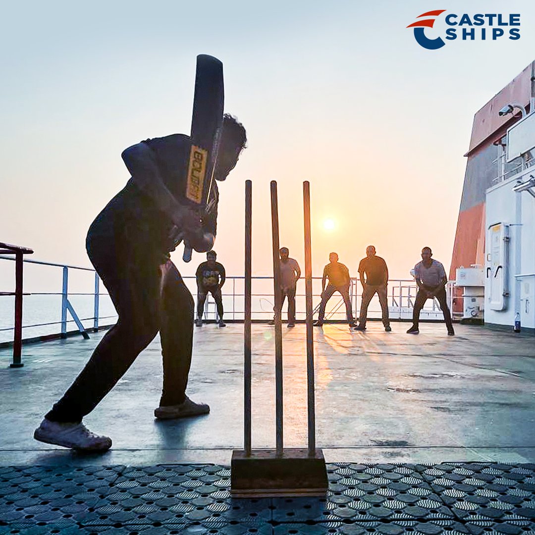 CastleShips's tweet photo. #LifeAtSea isn't all work and no play!

As the sun goes down, our crew wraps up the day with a game of cricket. What are some of your favorite ways to unwind after a long day?

#CastleShips #seafarer #cricketonsea #playtime https://t.co/yXod5UPh4D