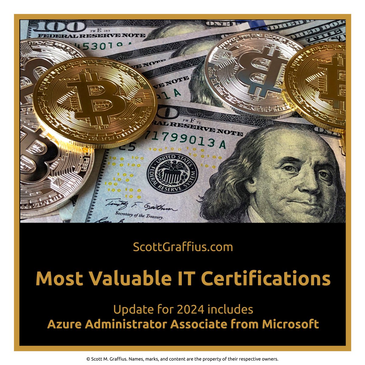 ScottGraffius's tweet photo. ‘Most Valuable IT Certifications’ includes the Azure Administrator Associate from Microsoft
Details: https://t.co/sD8sOKyMZi
#Azure #IT #Tech #ITCerts #TechCerts #Microsoft #AZ104 #AzureAdministratorAssociate #Cloud #Certifications #ITCertifications #TechCertifications