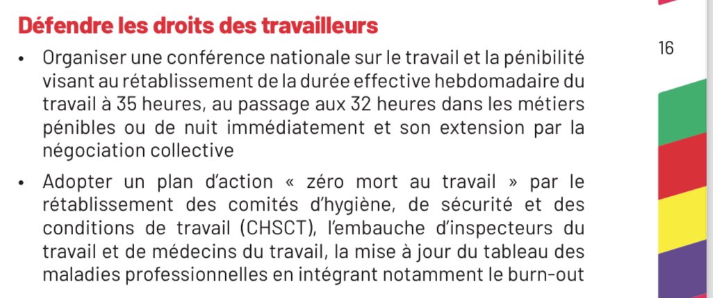 Le Nouveau Front Populaire propose un plan d'action "0 mort au travail", le rétablissement des CHSCT, des moyens pour l'Inspection et la Médecine du travail... 
Face à la menace de l'extrême droite c'est le seul programme avec des propositions sur la sécurité et santé au travail.