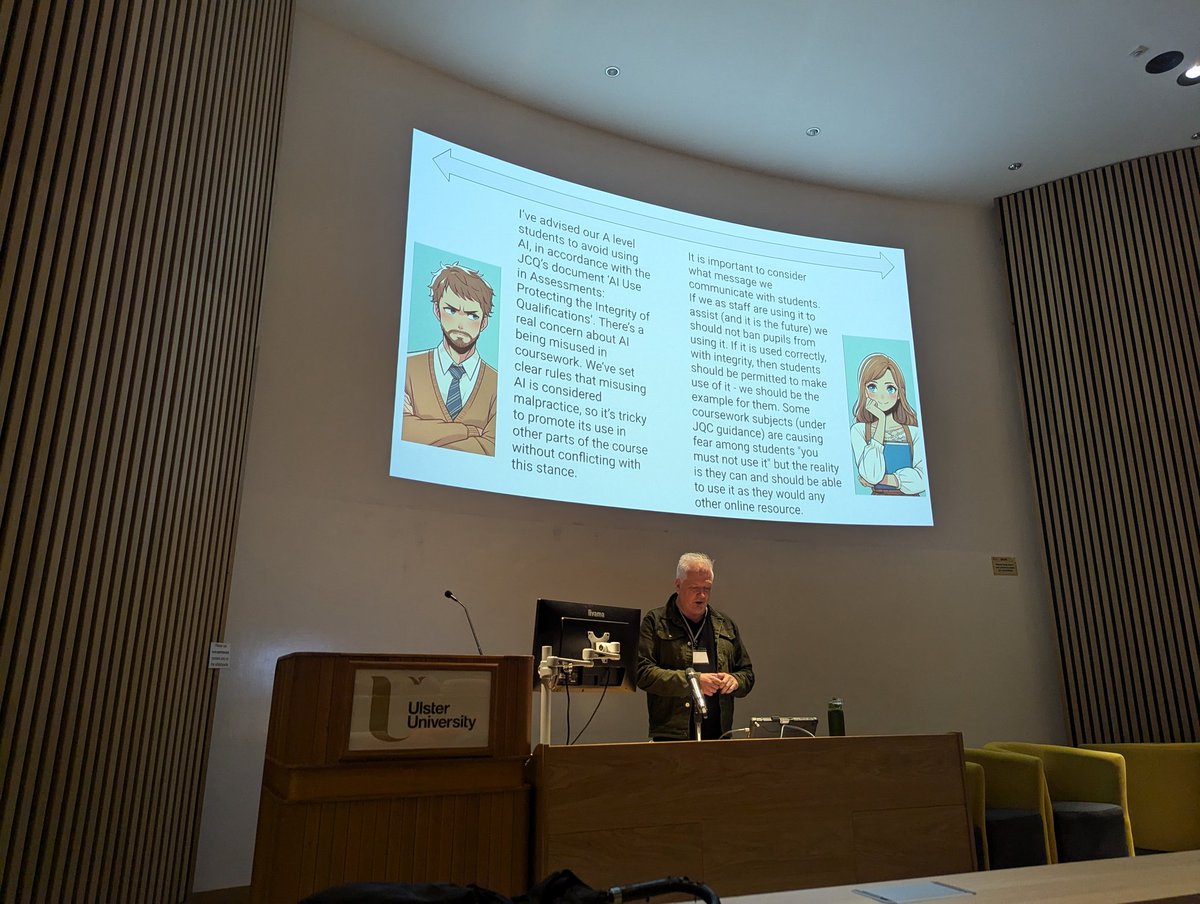 Absolutely buzzing with ideas after this talk from <a href="/lcgeography/">Alistair Hamill</a> . Both Ai and non ai related! Came away with so much philosophy of ed to think on and a new challenge idea for maths week!! Using just a 30cm ruler how can you and a partner measure the circumference of a tree 👀